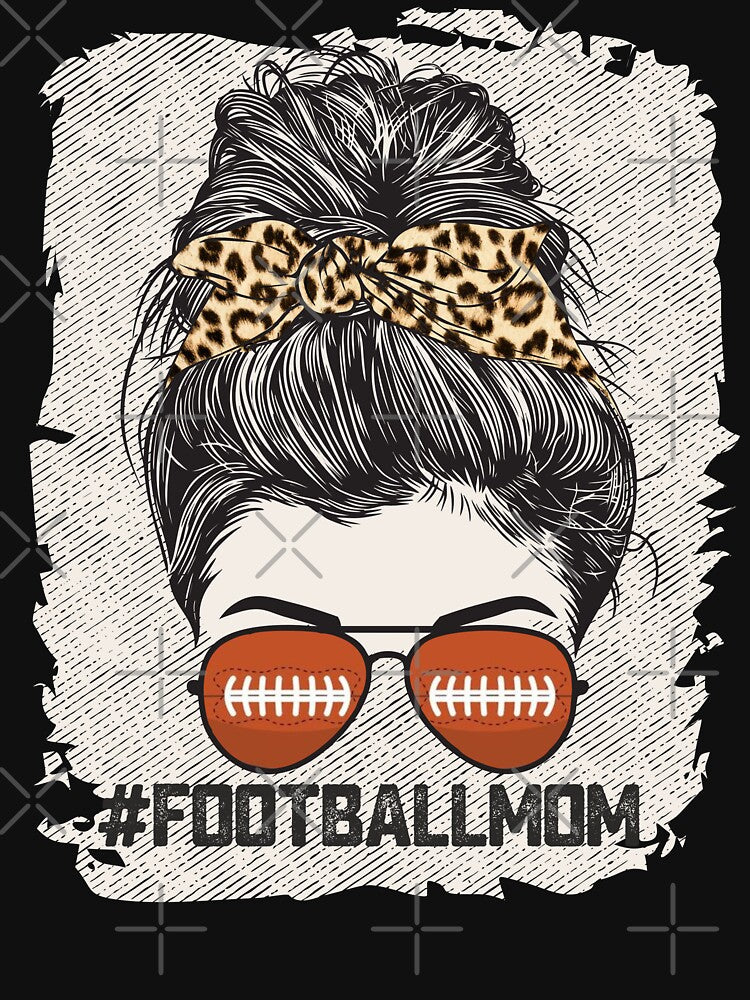 Bleached Football Mom Messy Bun Sunglasses Leopard Bandana American Football Mama of Player by alenaz