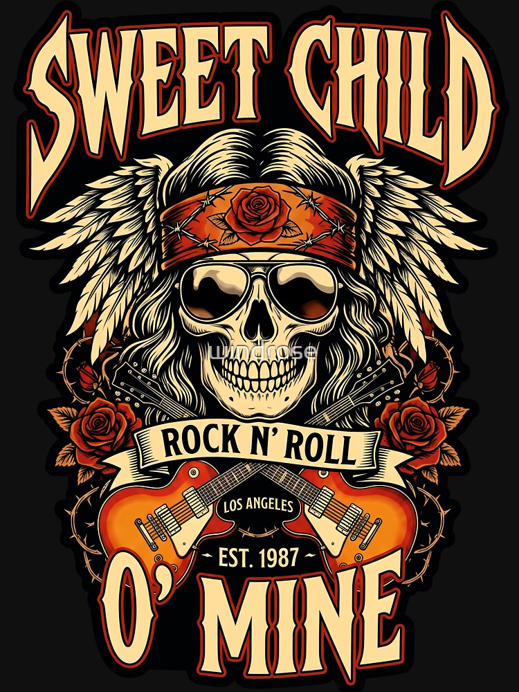 Sweet Child O' Mine Inspired T-Shirt | Vintage Rock Aesthetic | Retro Graphic Tee | 80s Music Art Print by windrose