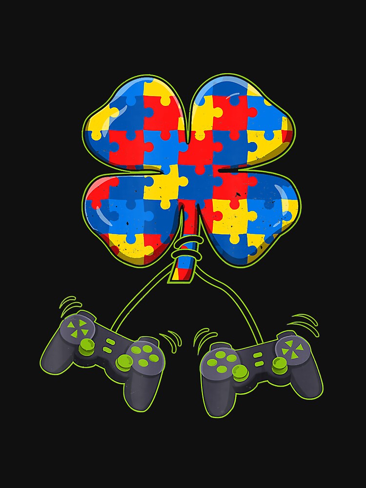 Autism St Patricks Day Video Game Controllers Clover by momecreative