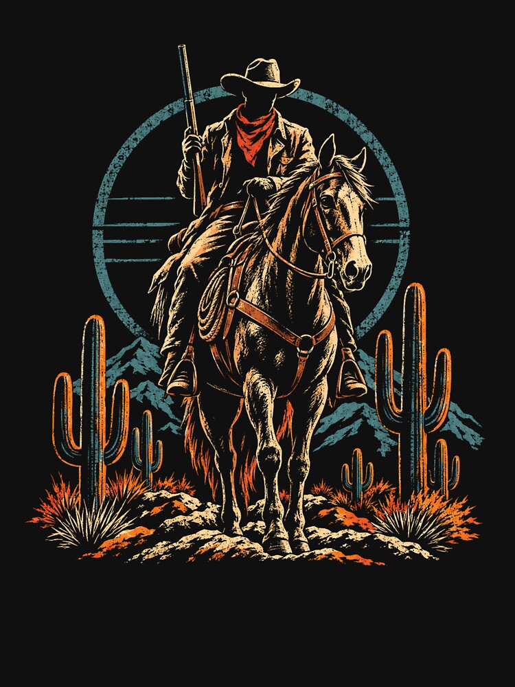 Retro Western Cowboy Horse Desert Adventure Vintage by Moizento