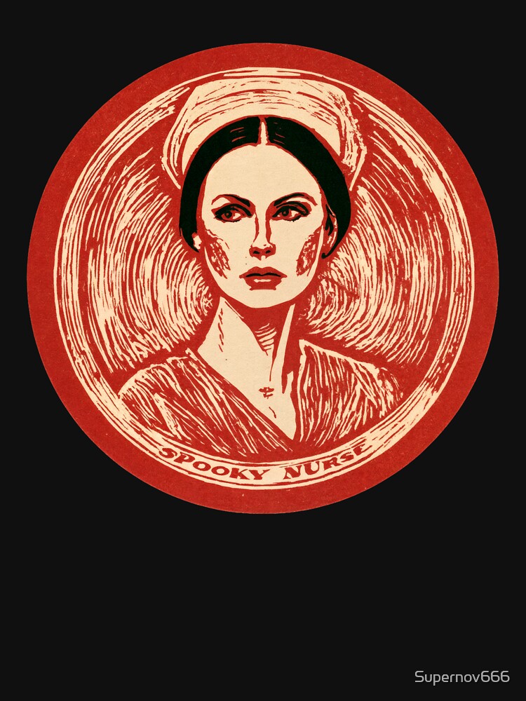 Sticker - Decal - T-shirt: Spooky Nurse – Vintage Horror Medical Poster by ForeverPrintsOK