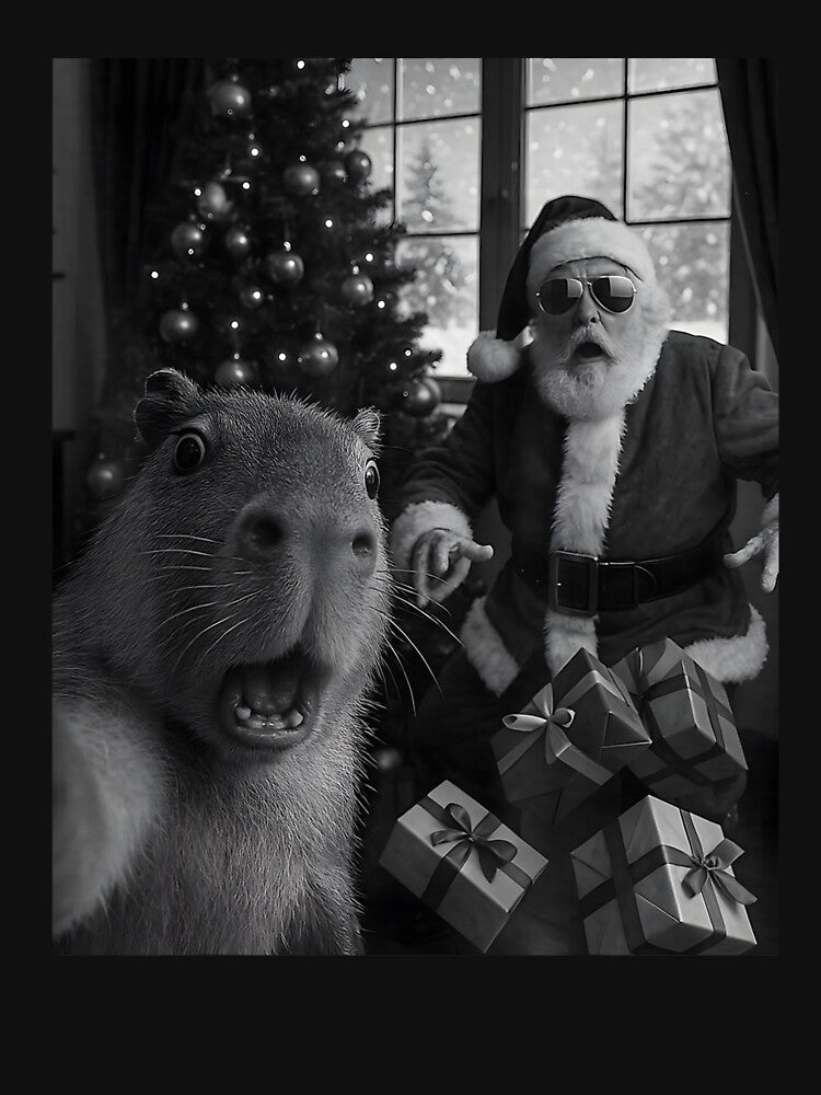 Christmas Kawaii Capybara With Santa by BASKF