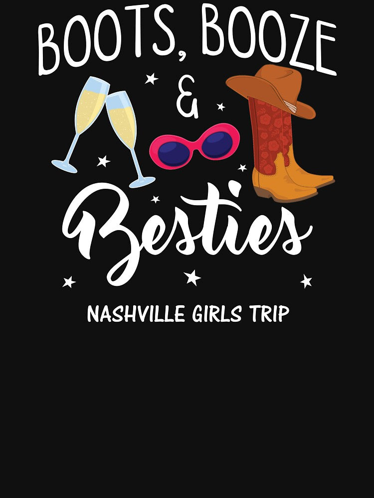 Boots Booze Besties Bachelorette Nashville Girls Trip print by jakehughes2015