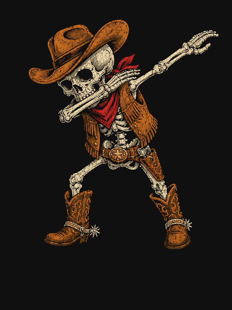 Retro Dabbing Skeleton Cowboy Vintage Western by Moizento