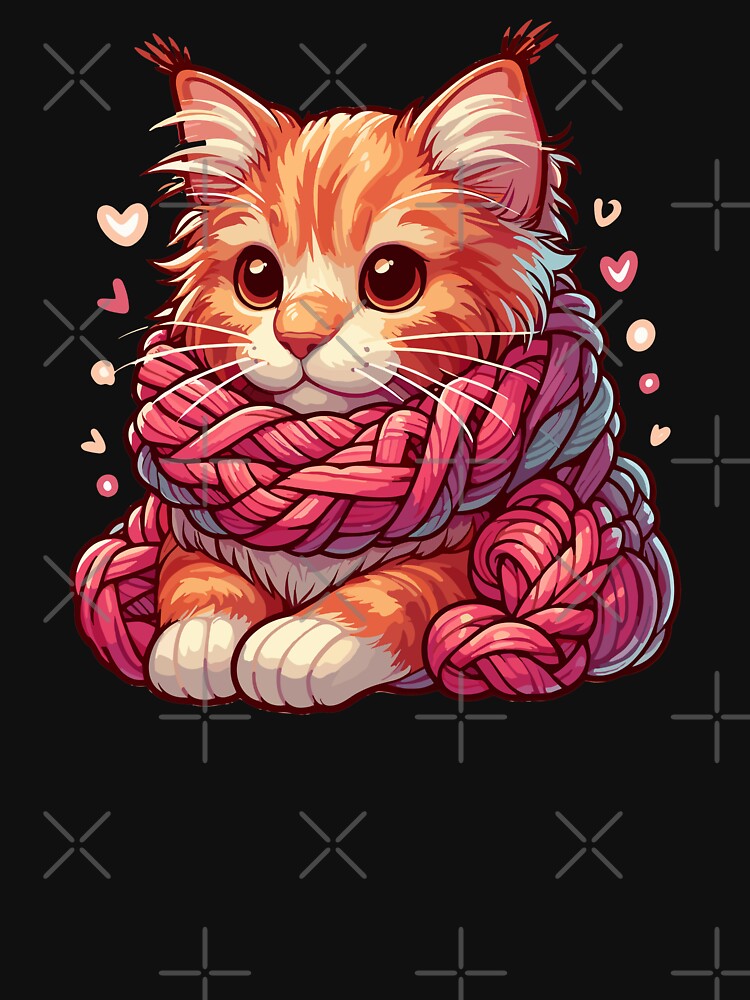 Cute Maine Coon Cat in Yarn Scarf by TomFrontierArt