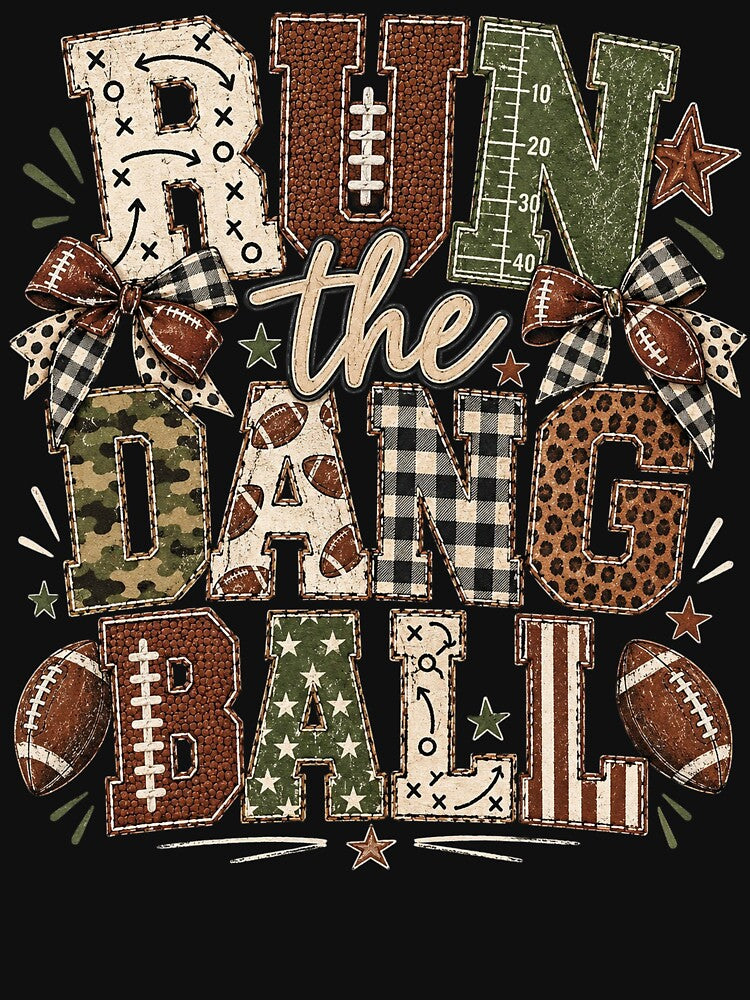 Run the Dang Ball, Funny Football Mom Leopard, Retro Game Day, Touchdown Football Season, Cute Sports Mom Gift by Cchotlan