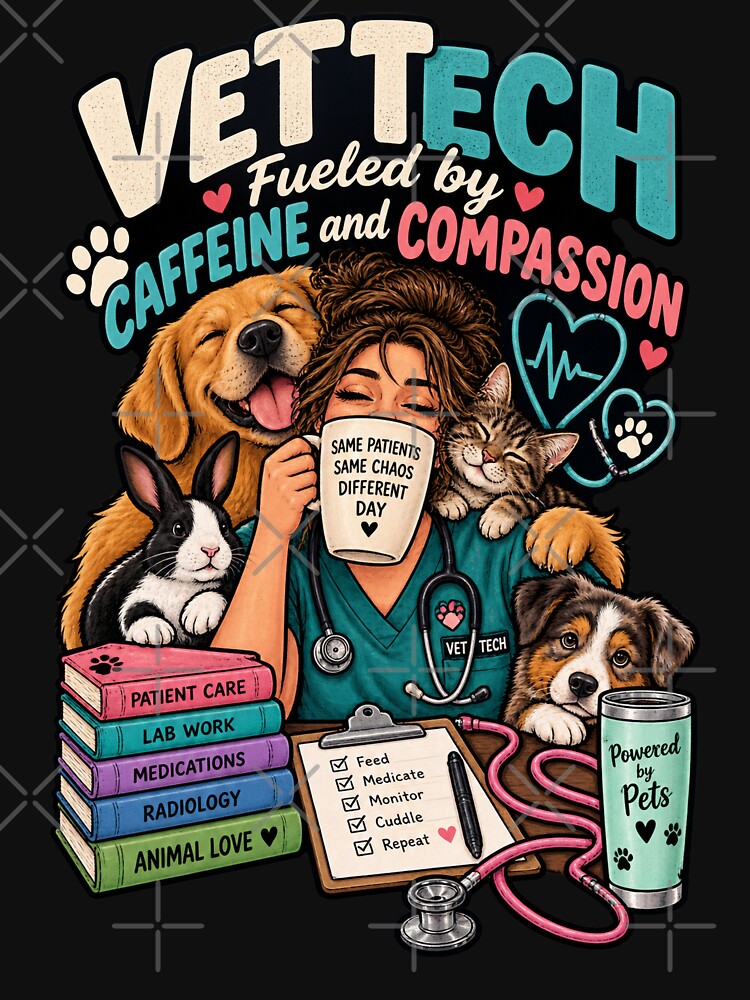 Vet Tech Fueled By Caffeine And Compassion - Funny Veterinary Gift by MOTIFOLK