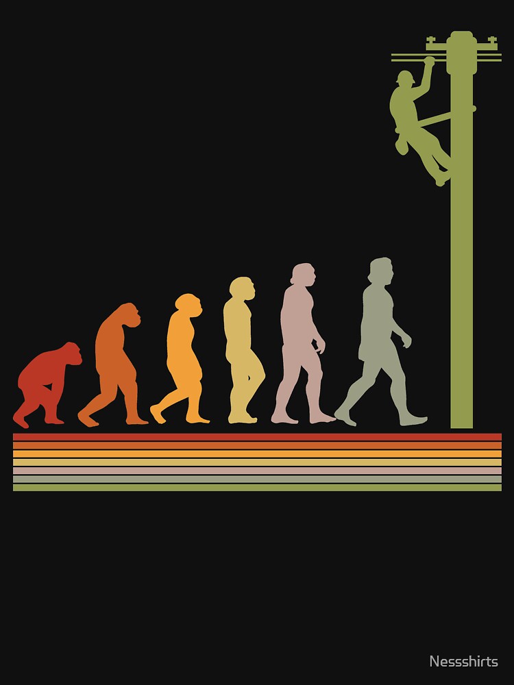 Evolution Of Lineman Electrician Electricity Lineworker by Nessshirts