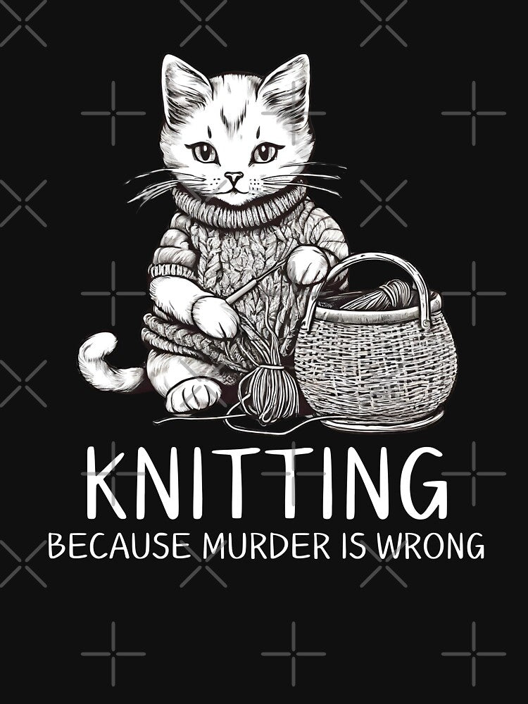 Knitting Because Murder is Wrong - Kawaii Cat by LEOOTY