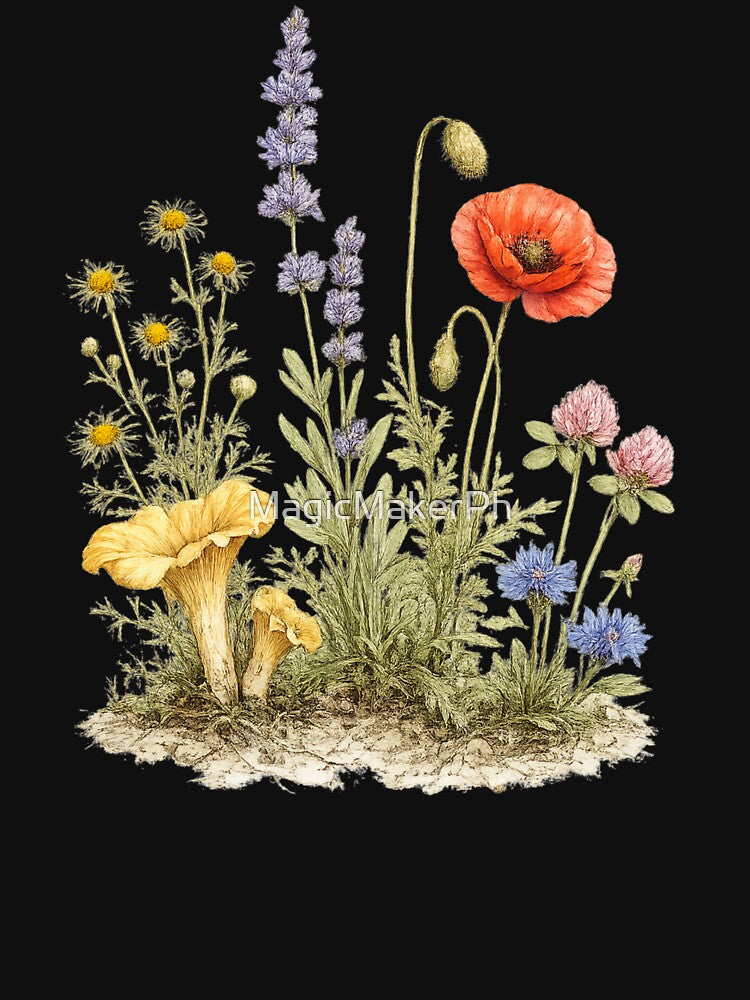 Wildflower Botanical Plate – Vintage Watercolor Scientific Floral Illustration by MagicMakerPh
