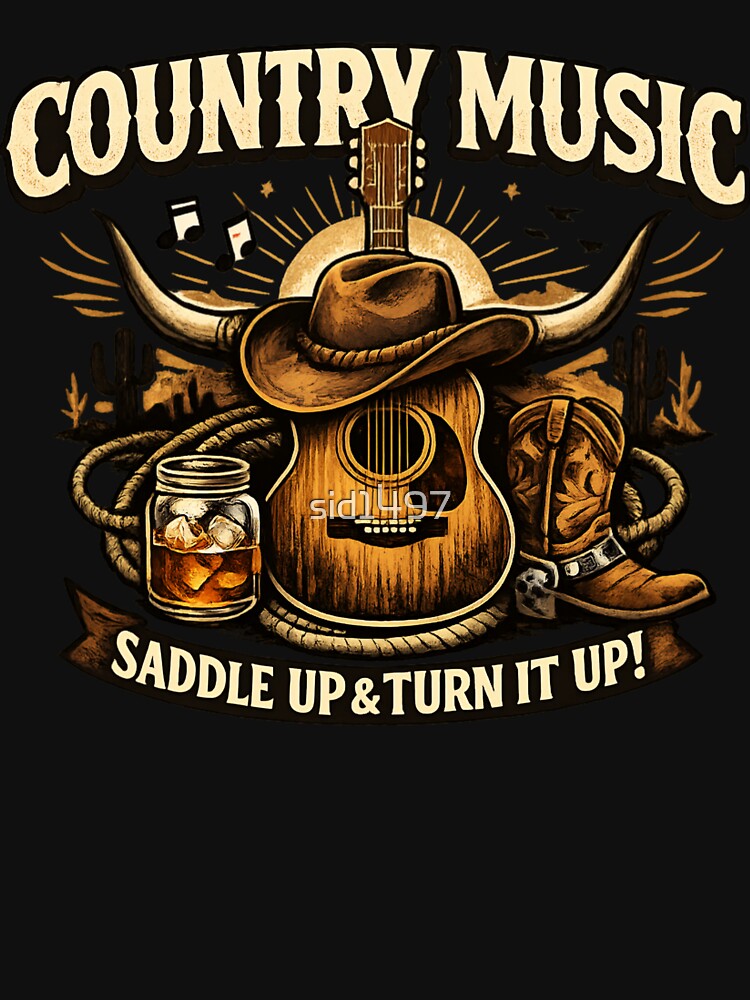 Country Music Cowboy Vintage - Western Guitar Saddle Up by SidTastic