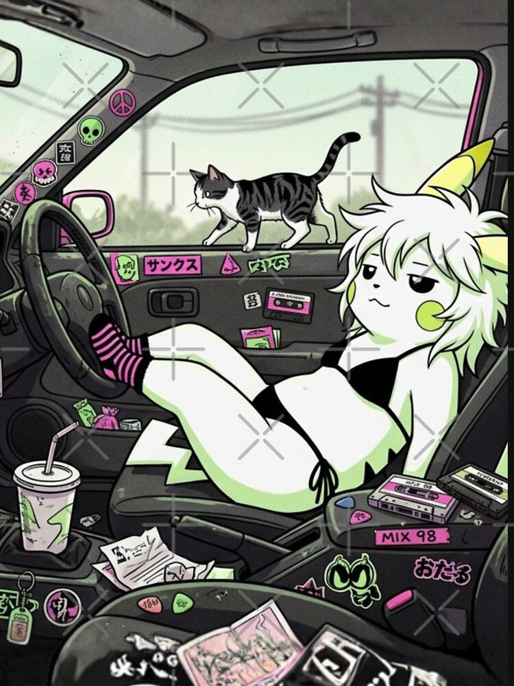 “SHOCK‑CHILL ROAD LOUNGE — NEON CRITTER OFF‑DUTY EDITION” by Print Fiction