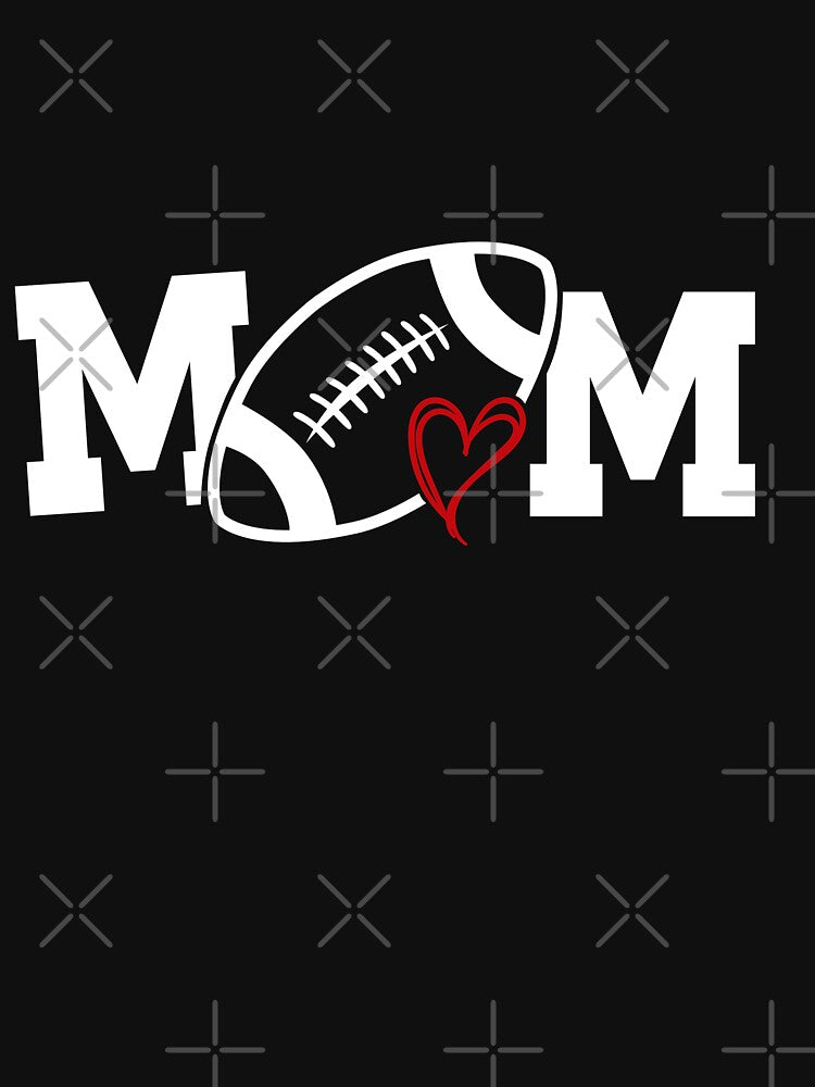 Football Mom Football Love Football Player white on black red heart by shirtscom