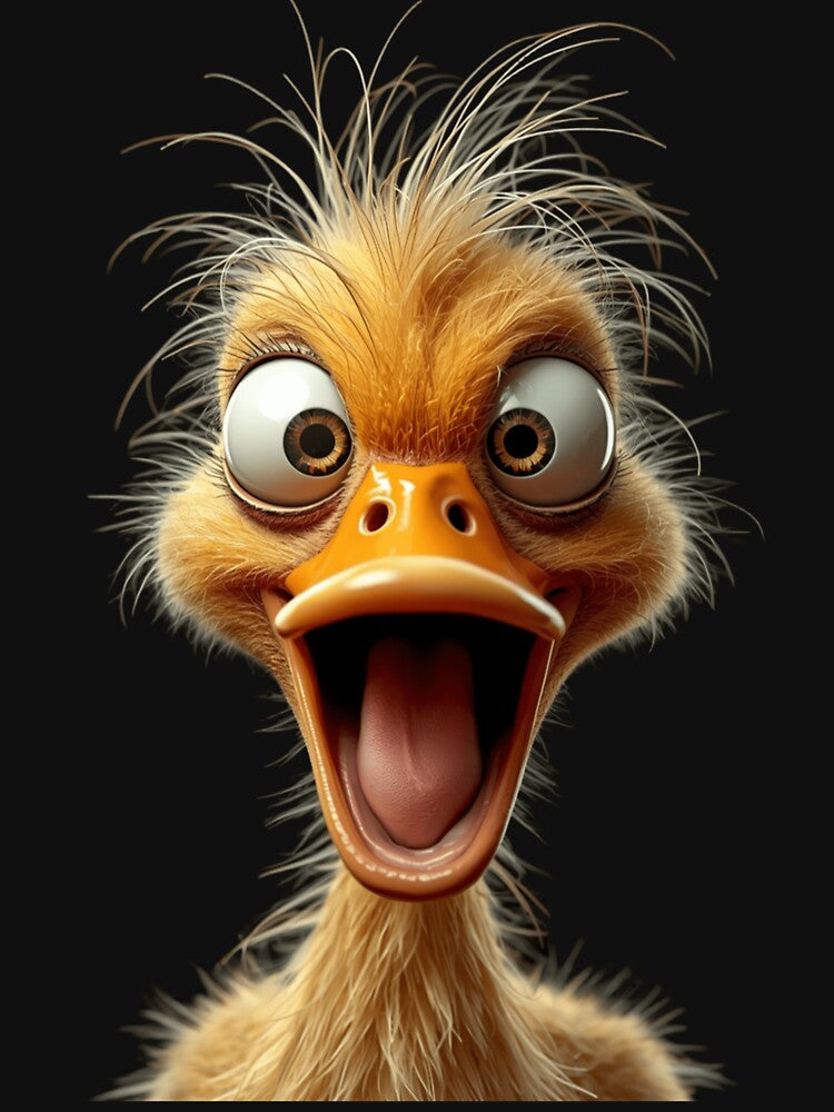 Funny Crazy Disheveled Duck Insane 3D Caricature Art by onestopstudio