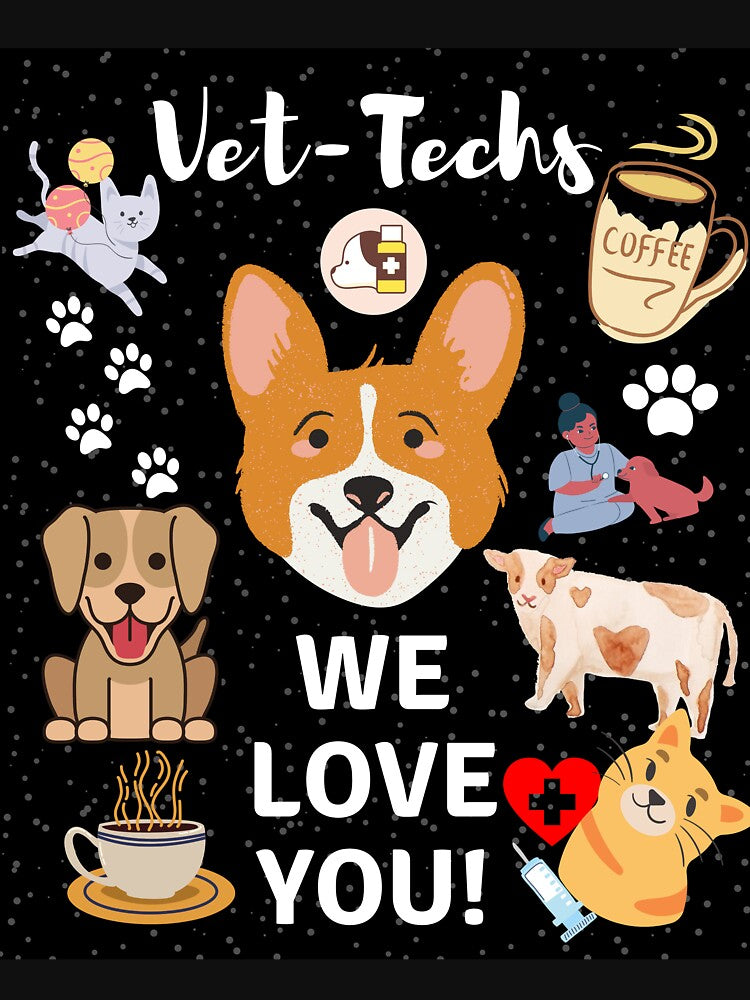 We love you - Vet techs design - black background by mark-taylor