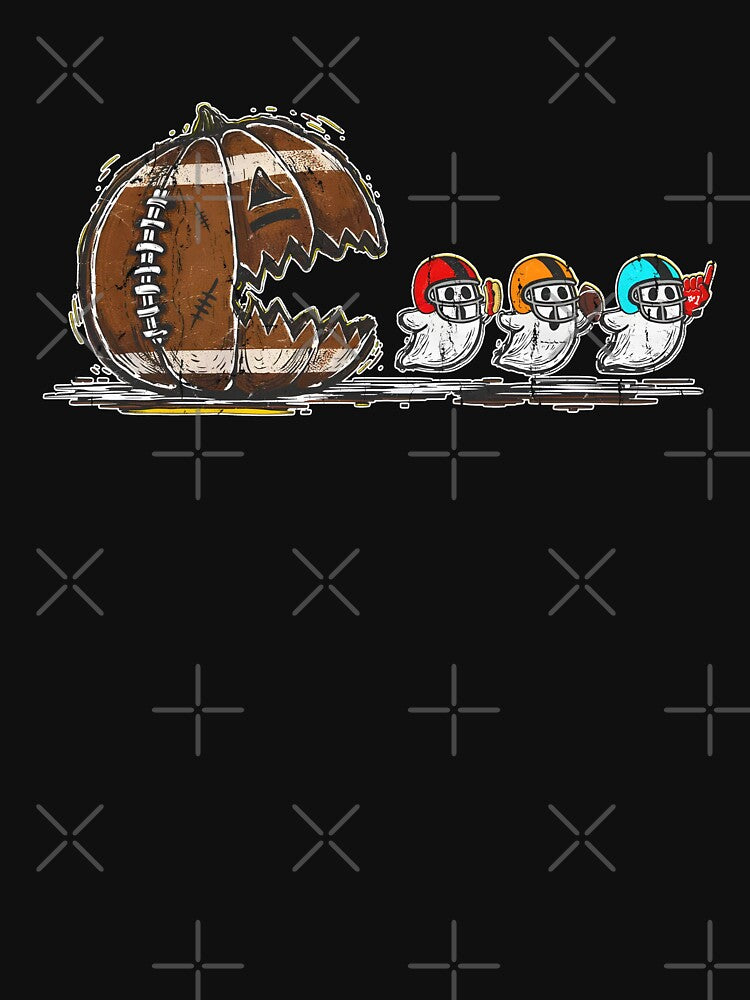 Halloween Pumpkin Football Chasing Ghost by Artsyclick