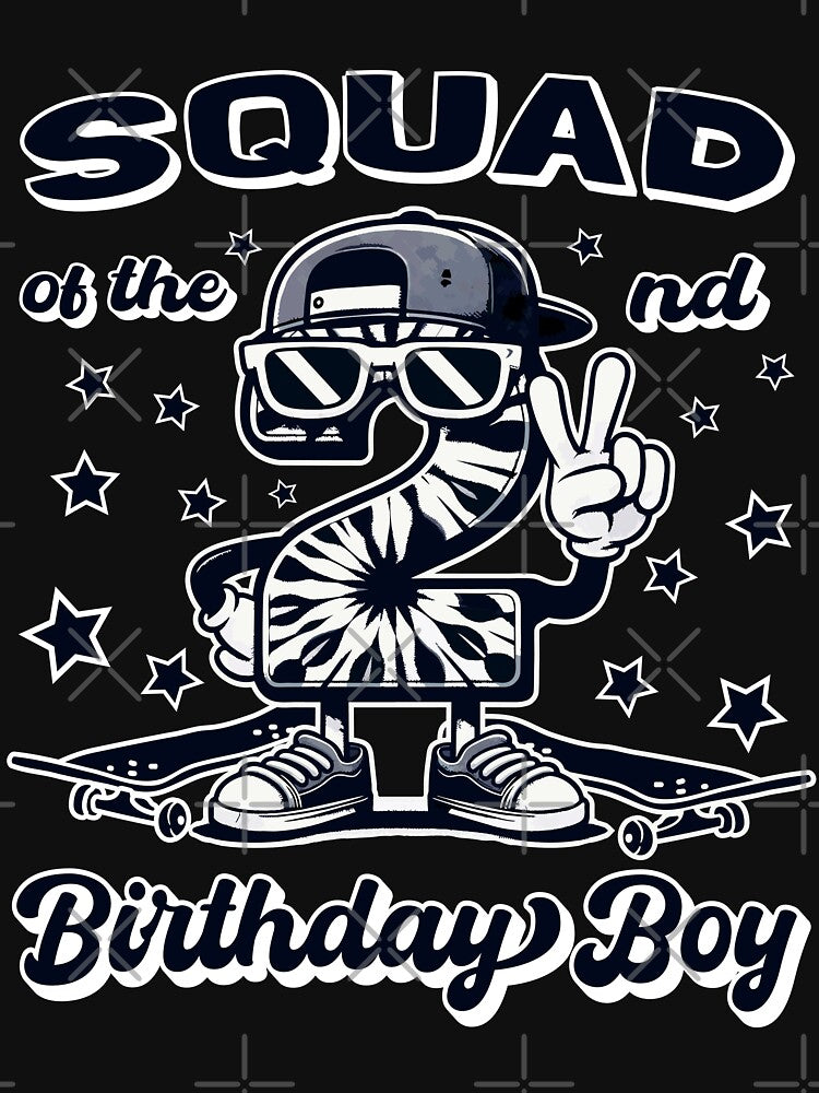 Squad Of 2nd Birthday Boy Toddler Skateboard B-day by Jungle Hub