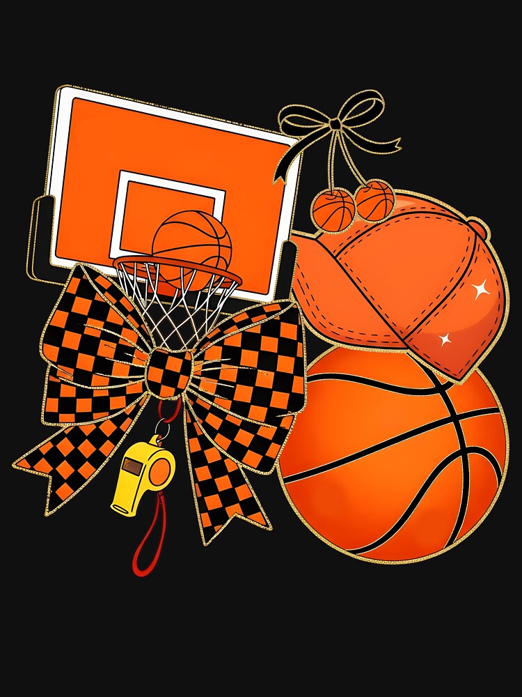 Checkered Game Day Basketball Coquette Bow by KroghDs
