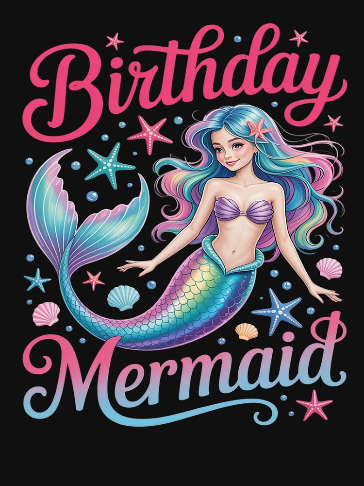 Birthday Mermaid Party Girl Tail Matching Mermaid Squad by PeteHomenick