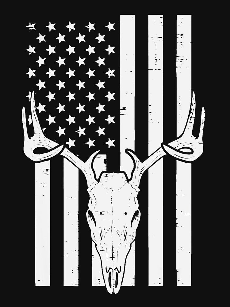 White US Flag Deer Skull Vintage Hunting Patriotic Hunt Dad by ScottSlade