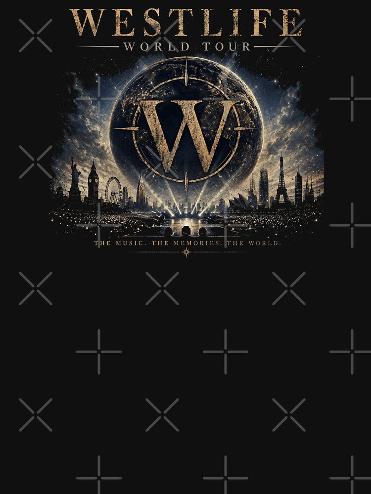 Westlife World Tour Vintage Concert Graphic T-Shirt Design | Retro Music Fan Art by Dimu Co.