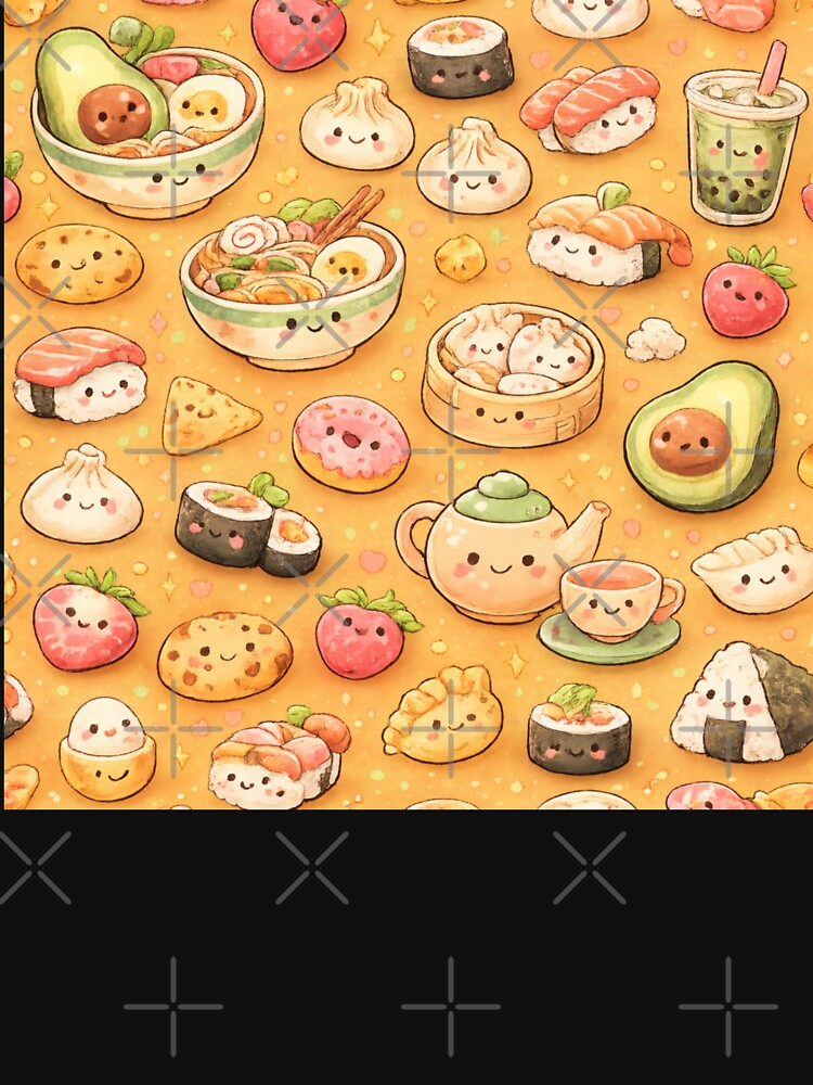 Cute Kawaii Food Pattern – Cozy Pastel Comfort Food Illustration by MeghannsMinimalMeals