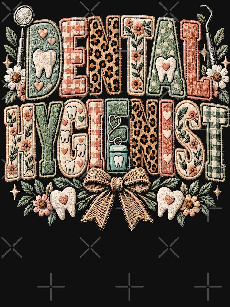 Boho Dental Hygienist Floral Tooth Retro Aesthetic by ArcaneArtistry