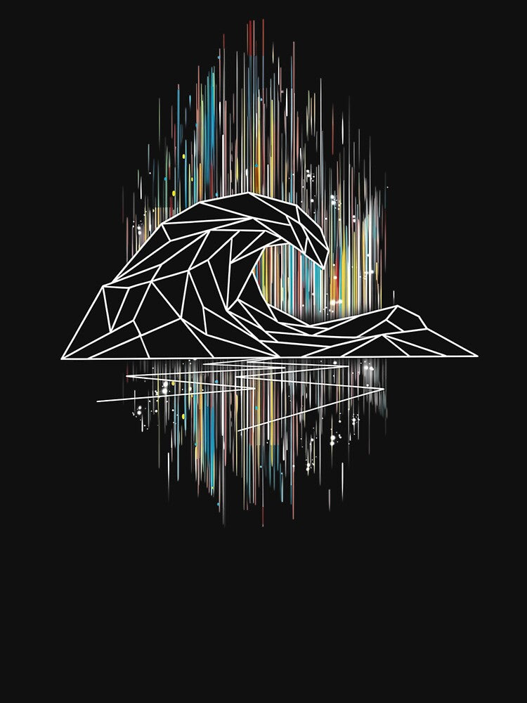 Geometric Ocean Wave Colorful Glitch Art by teemsa