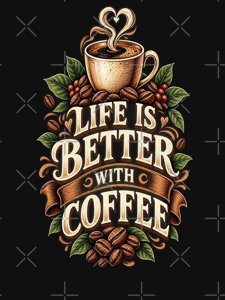 Life Is Better With Coffee Vintage Coffee Lover Design by NovaNest  Studio