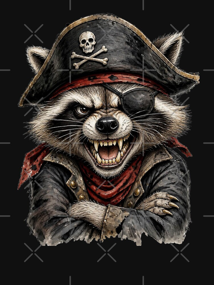 Pirate Raccoon Captain Fierce Funny Nautical Animal Artwork by Wilcox PhotoArt