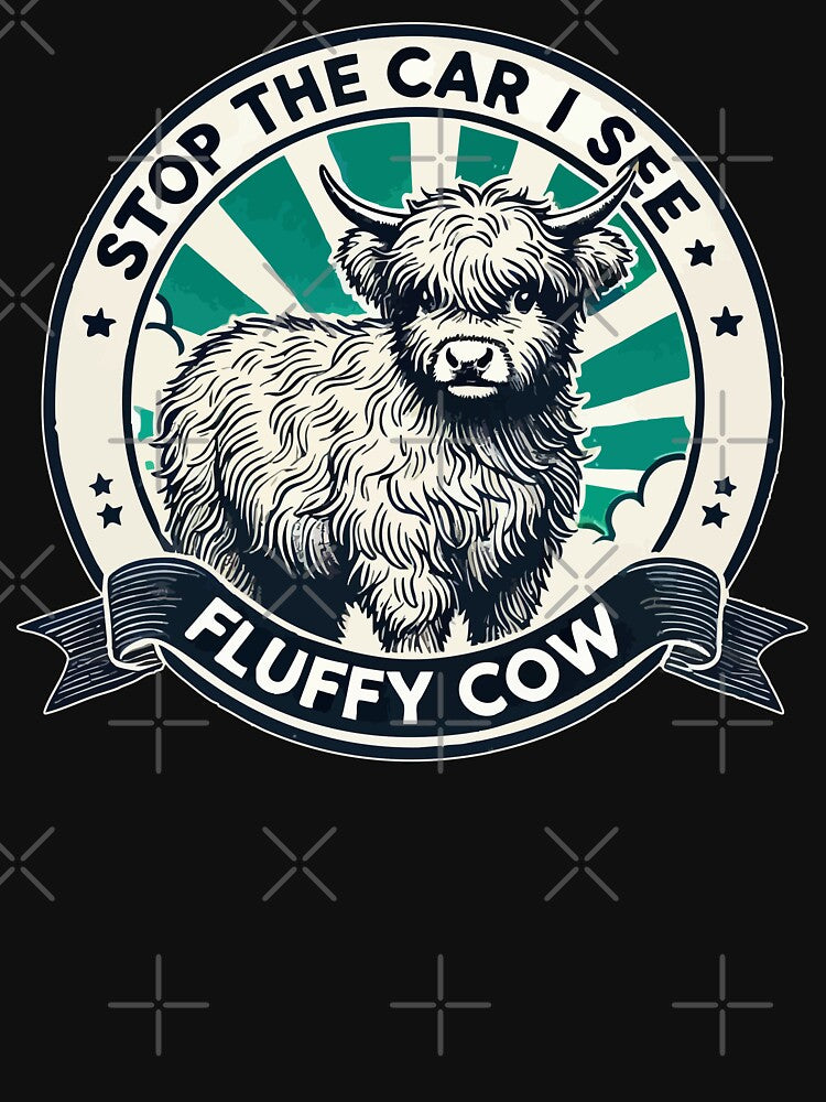 Stop The Car I See Fluffy Cow Retro by TomFrontierArt