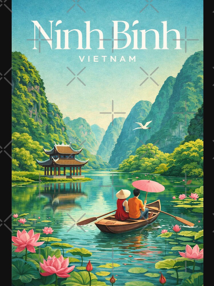 Ninh Binh Vietnam Trang An Lotus River Boat Scenic Landscape by Places On Earth Unisex