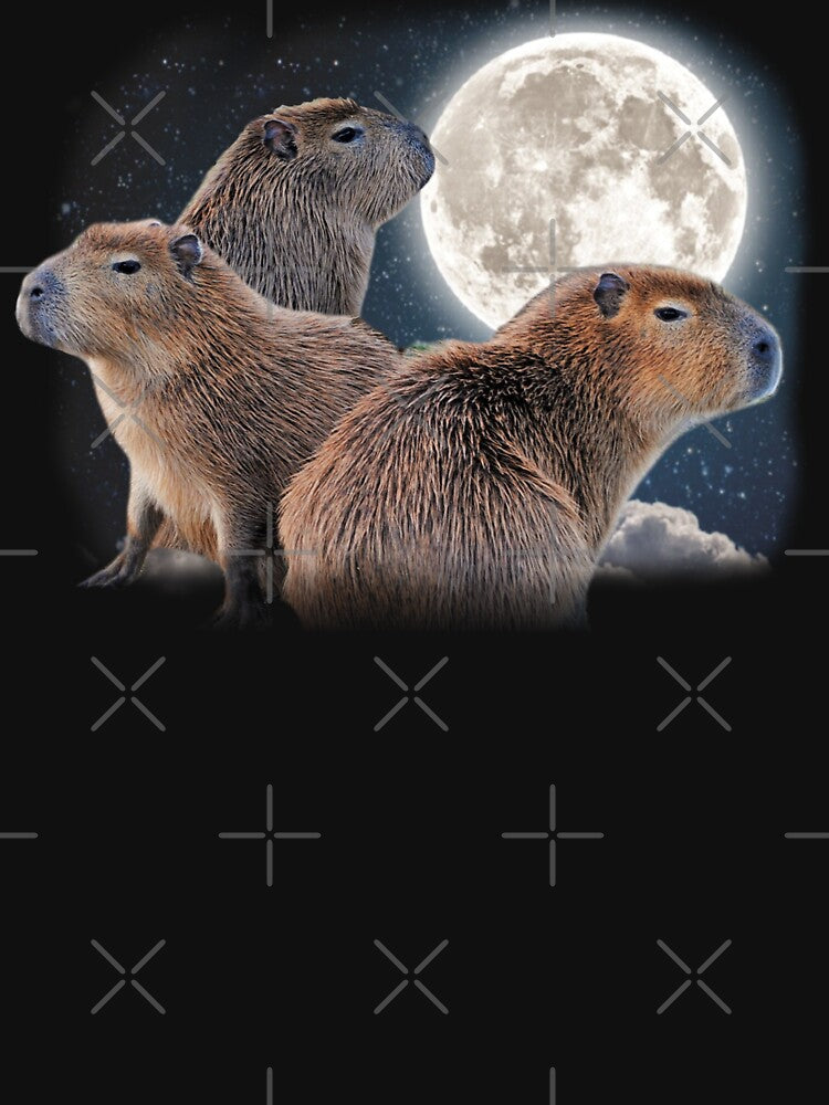 Three Capybaras and Moon Funny Capybara Humor Parody by alenaz