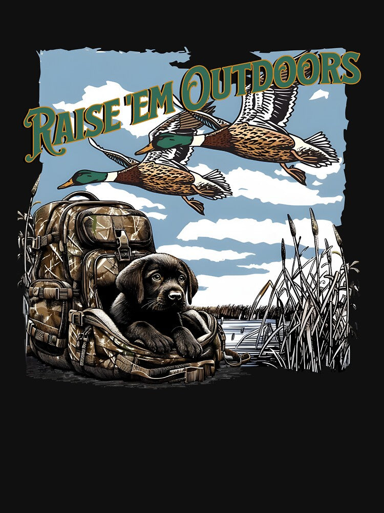 Funny Duck Hunting Raise 'Em Outdoors by Ariana De Amicis