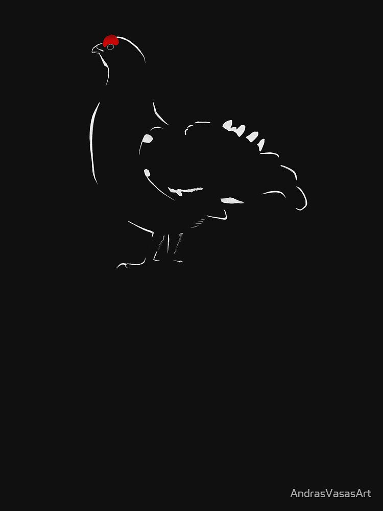 Adult male Black Grouse with outlines by AndrasVasasArt Unisex