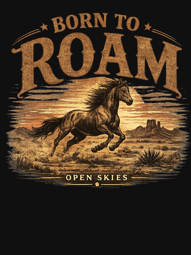Born To Roam Western Horse Vintage Graphic by Anyshca