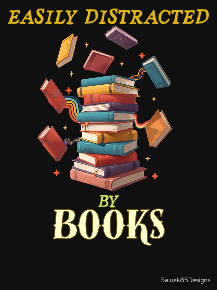 Easily Distracted By Books – Retro Book Lover by Bawek85Designs