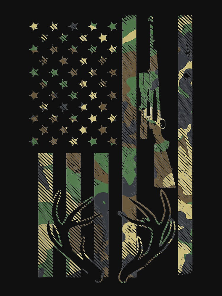 Camo American Flag Rifle Antler Deer Hunting Gun Hunter Gift by ScottSlade