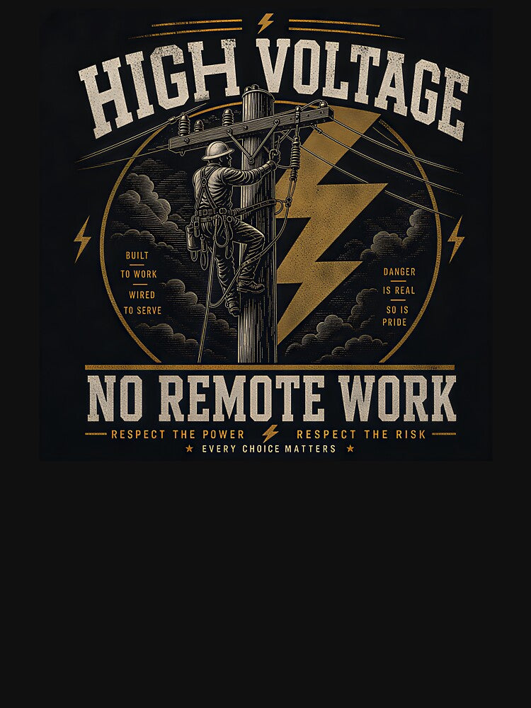 High Voltage No Remote Work Lineman Shirt by StudioBilly3000