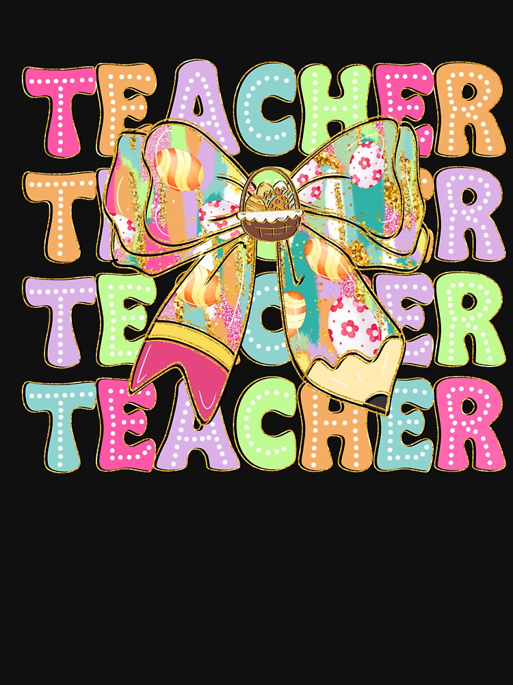 Cute Coquette Bow Pencil Bunny Funny Teacher Easter Day by TalalosART