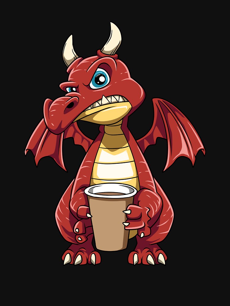 Funny Angry Dragon Coffee Lover Hate Morning Fantasy Animal by melomedia