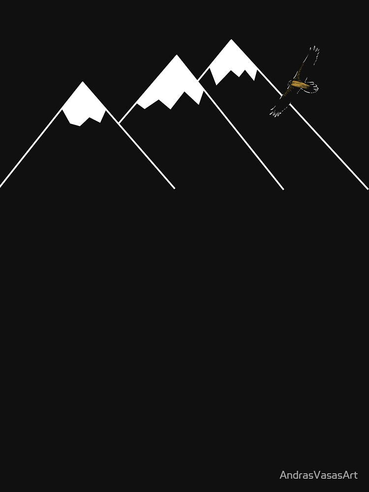 Flying Bearded Vulture with mountains by AndrasVasasArt Unisex