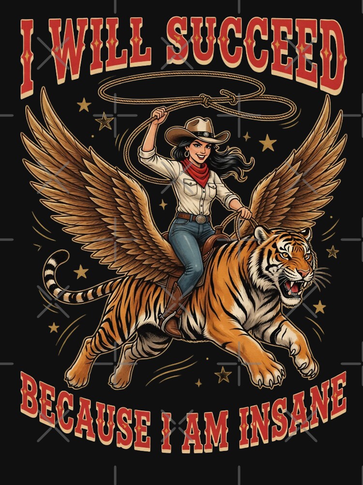 I Will Succeed Because I Am Insane Funny Cowgirl Tiger by CF_VintageDesign