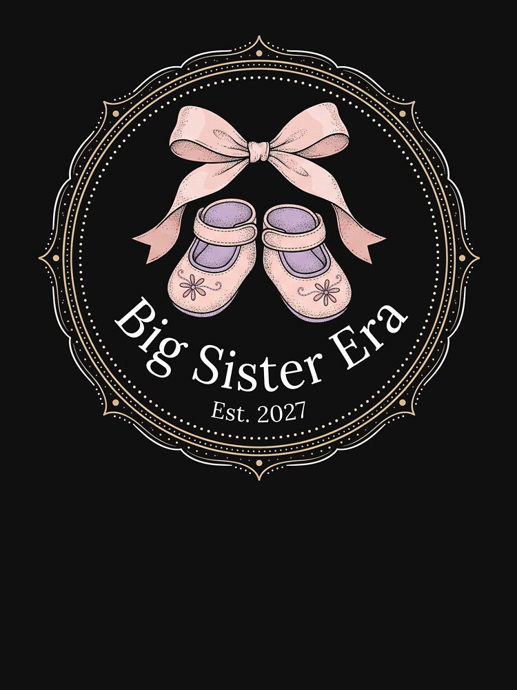 Big Sister Era Est 2027 Coquette Pink Bow Baby Shoes Reveal by TeNovaStudio ⭐⭐⭐⭐⭐