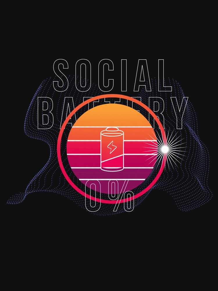 Social Battery 0% Funny Introvert Do Not Disturb T-Shirt by Offline Mood Club