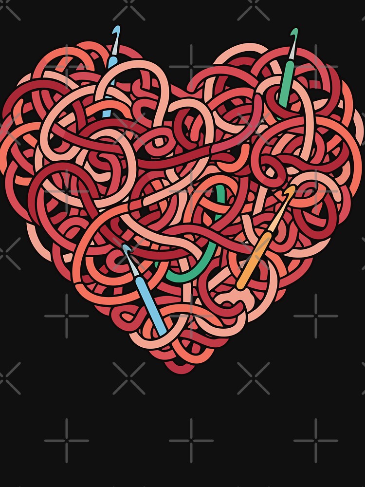 Funny Crochet Heart Yarn Lovers With Colorful by LuminOrb