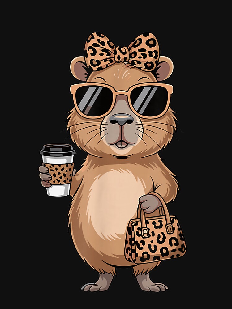 Fashion Funny Leopard Capybara Coffee Cute Women Girls Art for Men Women Kids , Capybara Gift Lover by DZIRI NAJAT