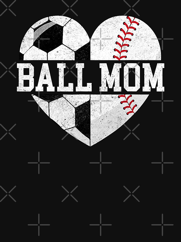 Ball Mom Heart Funny Baseball Soccer Mom by MichelSorour