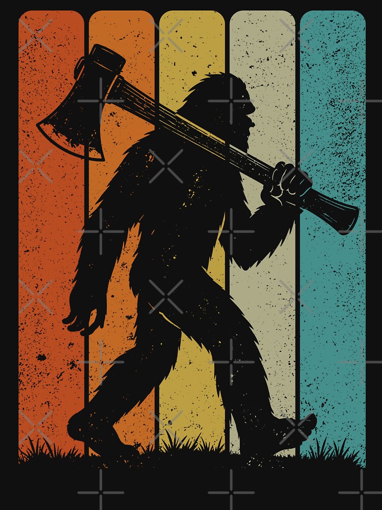Bigfoot Firefighter - Retro Sasquatch Carrying a Fire Axe by gunaone-design