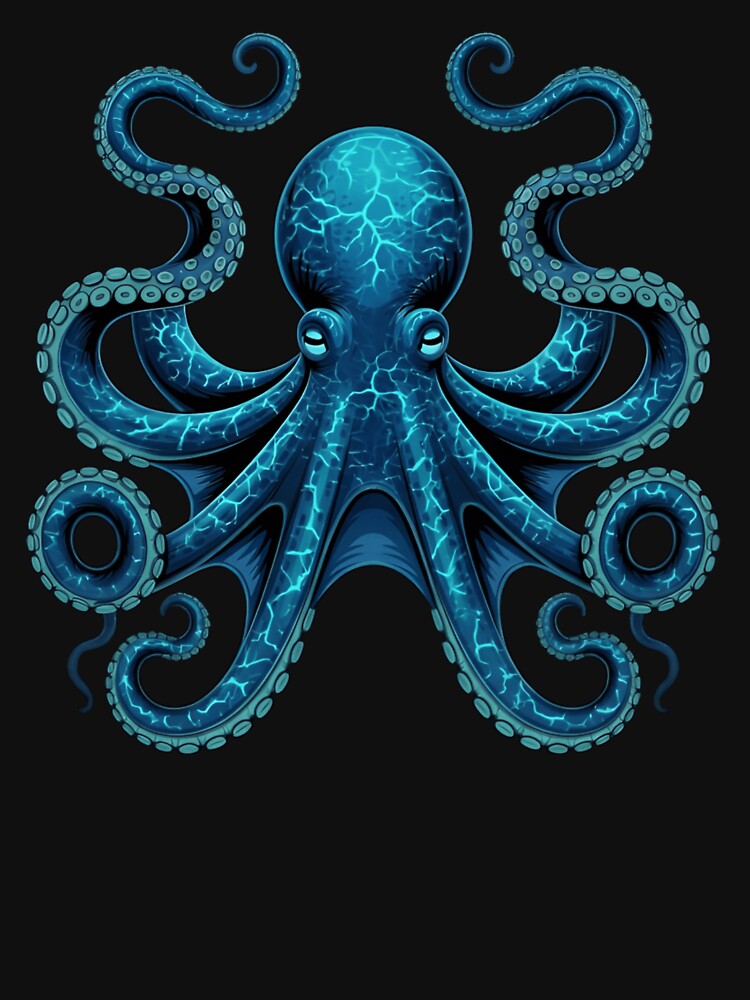 Blue Mystic Octopus T-Shirt – Glowing Deep Sea Creature Art  for Sea Life Lovers by ZyxDes